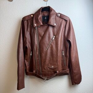 NWT 7 For All Mankind Faux Leather Moto Jacket SIZE M